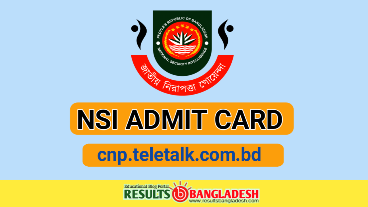cnp.teletalk.com.bd- NSI Admit Card